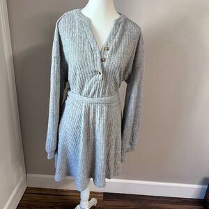 Cupshe Gray Ribbed Knit Top with Buttons